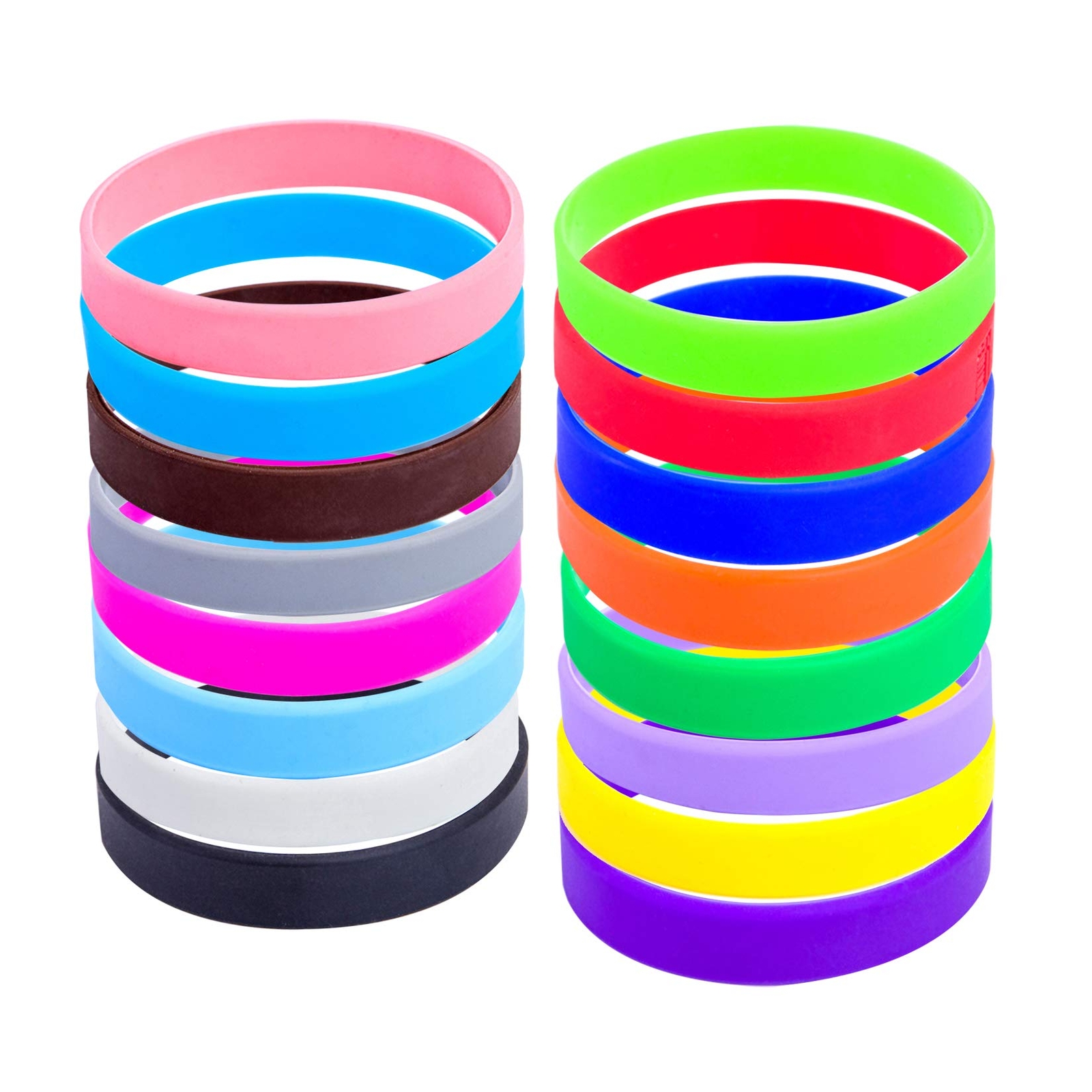 48pcs Rubber Bracelets Bulk Silicone Wristbands for Party Favors, Events