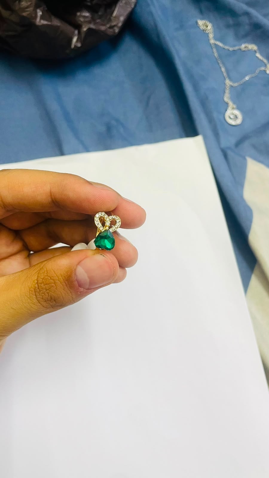 Gold Plated Emerald Green Crystal Cocktail Ring Women’s Fashion Jewelry Size 7