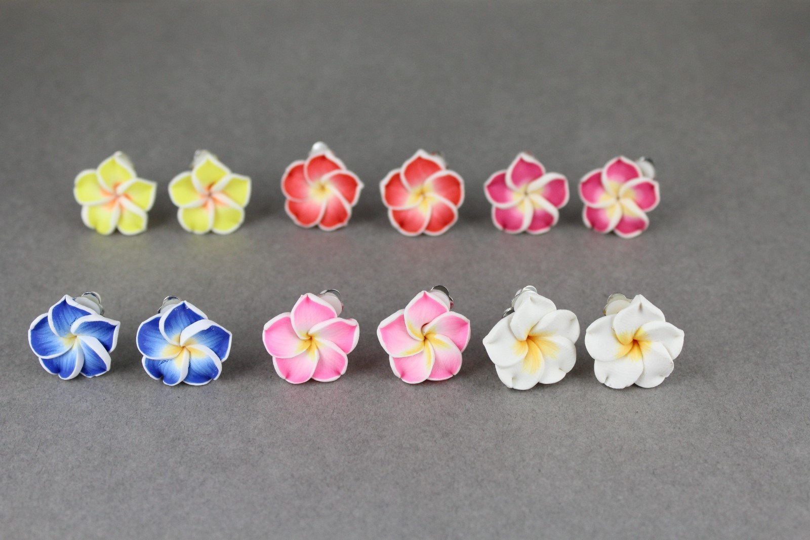 White flower Clip On earrings pendant clips lightweight plumeria hawaiian