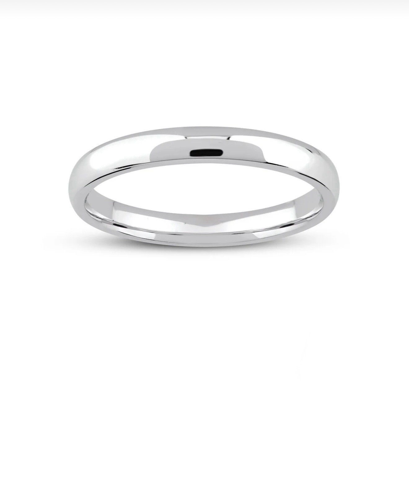 Platinum Plated Band Ring 3 mm | Simple Silver Dome Wedding Ring Minimal Jewelry