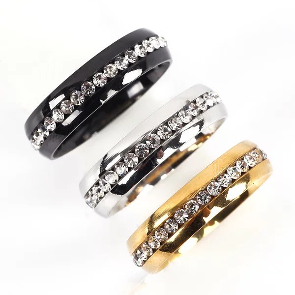 Women Silver Gold Stainless Steel Ring Wedding Engagement Ring Christmas Gifts