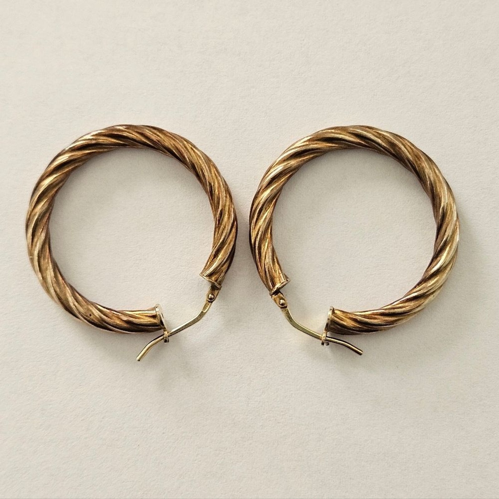 Vintage Sterling Silver Gold Plated Hoop Earrings Retro Bohemian Feminine