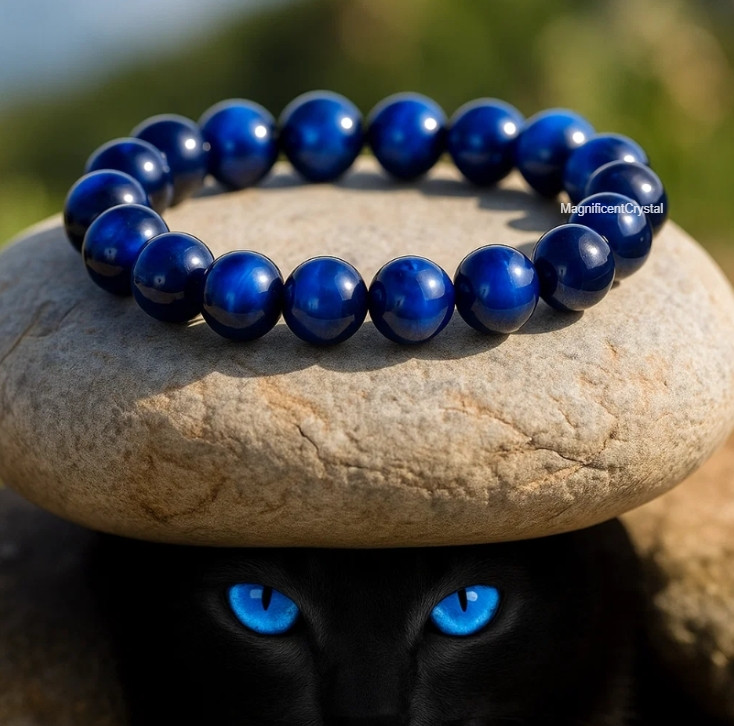 Strength Bracelet Blue Tiger Eye Beads Stone Men Women Jewelry Xmas Gifts