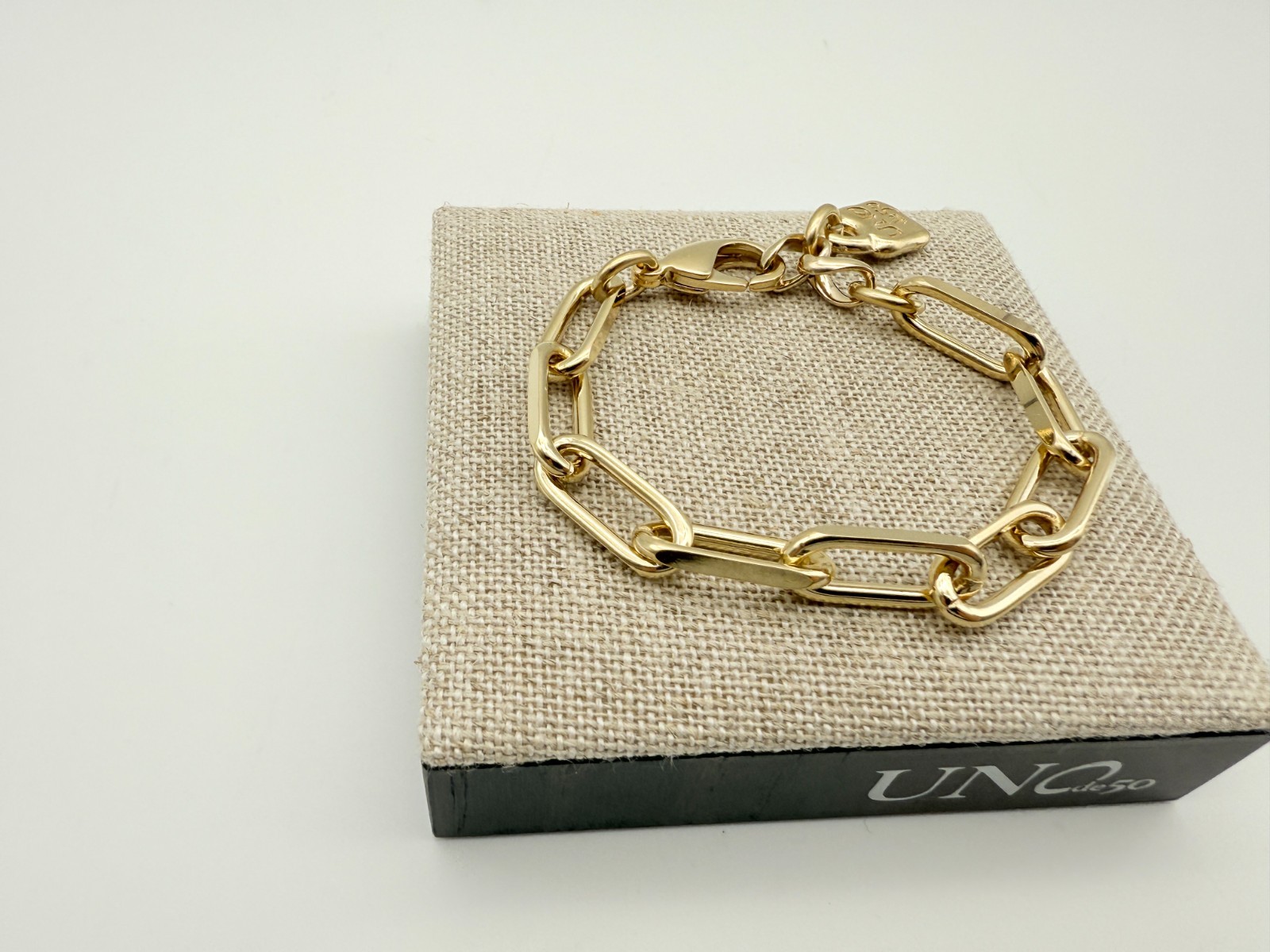 NEW Uno de 50 SER BRAVE 18k Gold Plated Chain Link Bracelet Size Medium