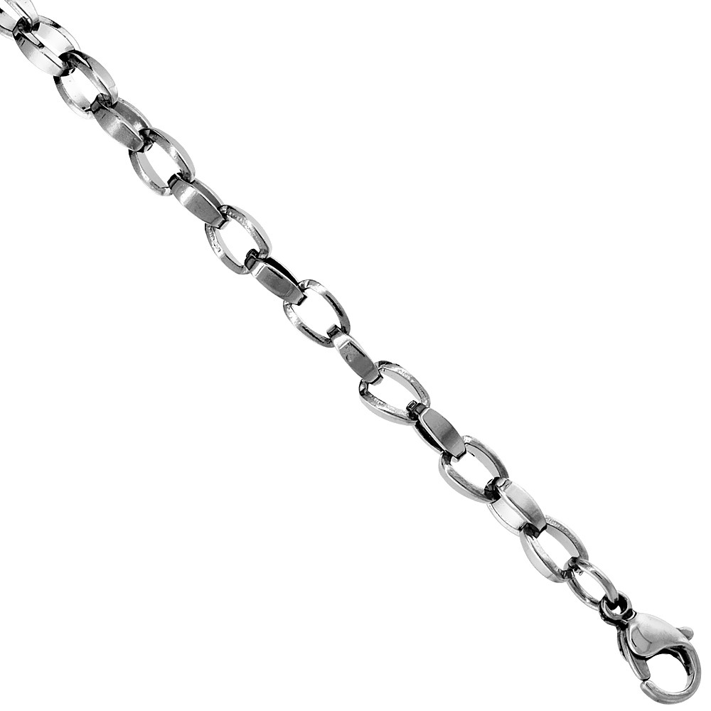 4.5 mm (3/16 in.) wide Stainless Steel Long Box Chain Necklace, 20″, 22″, 24″