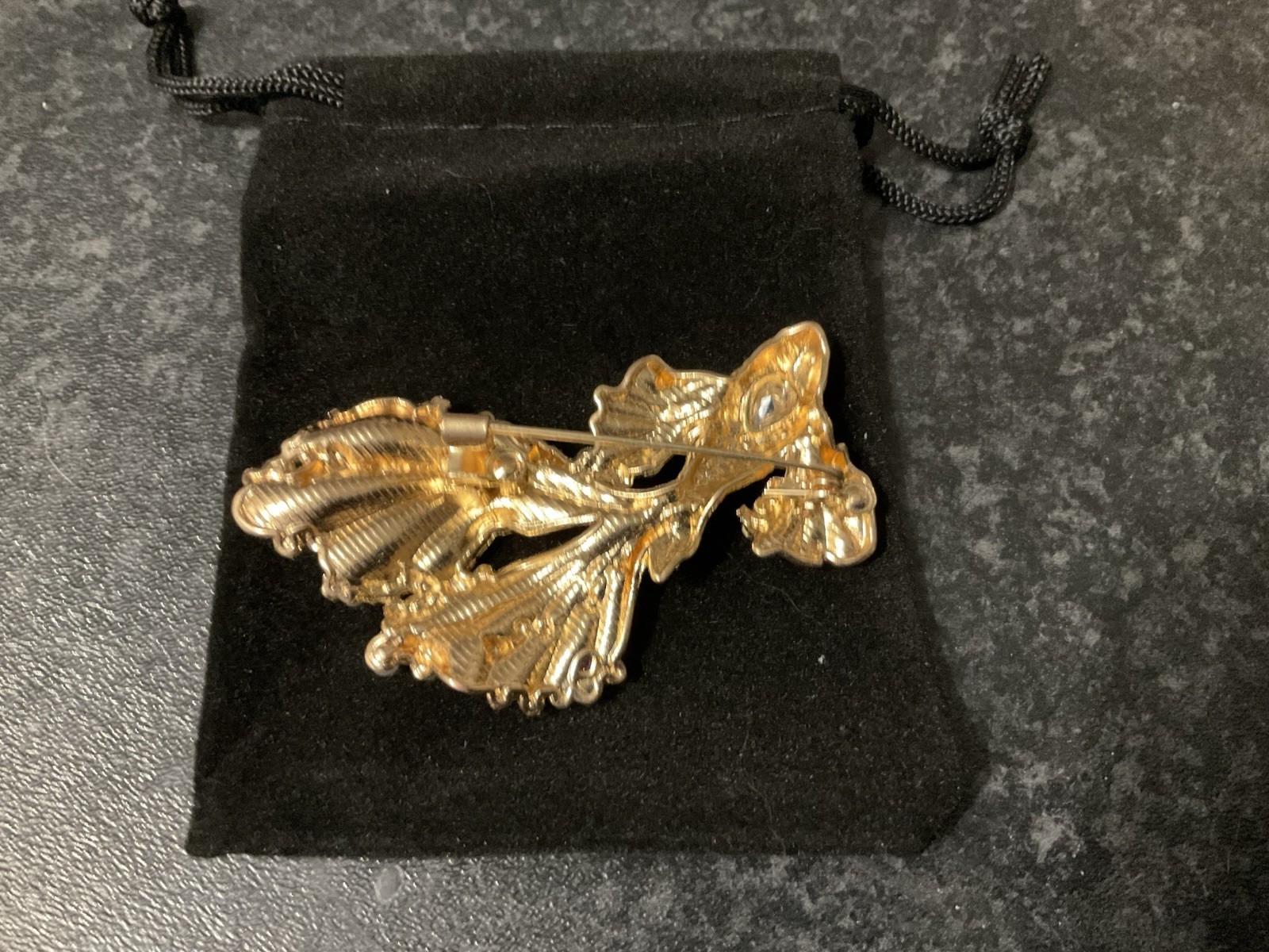 Goldfish Brooch Purple Enamel, Faux Pearl Vintage Inspired Jewellery Gift 5cm