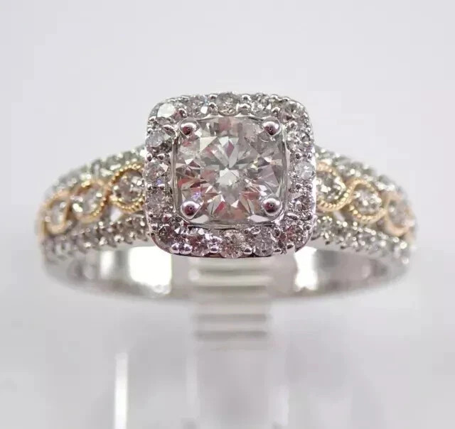 2.50Ct Round Cut Moissanite Women’s Halo Engagement Ring 14K White Gold Plated