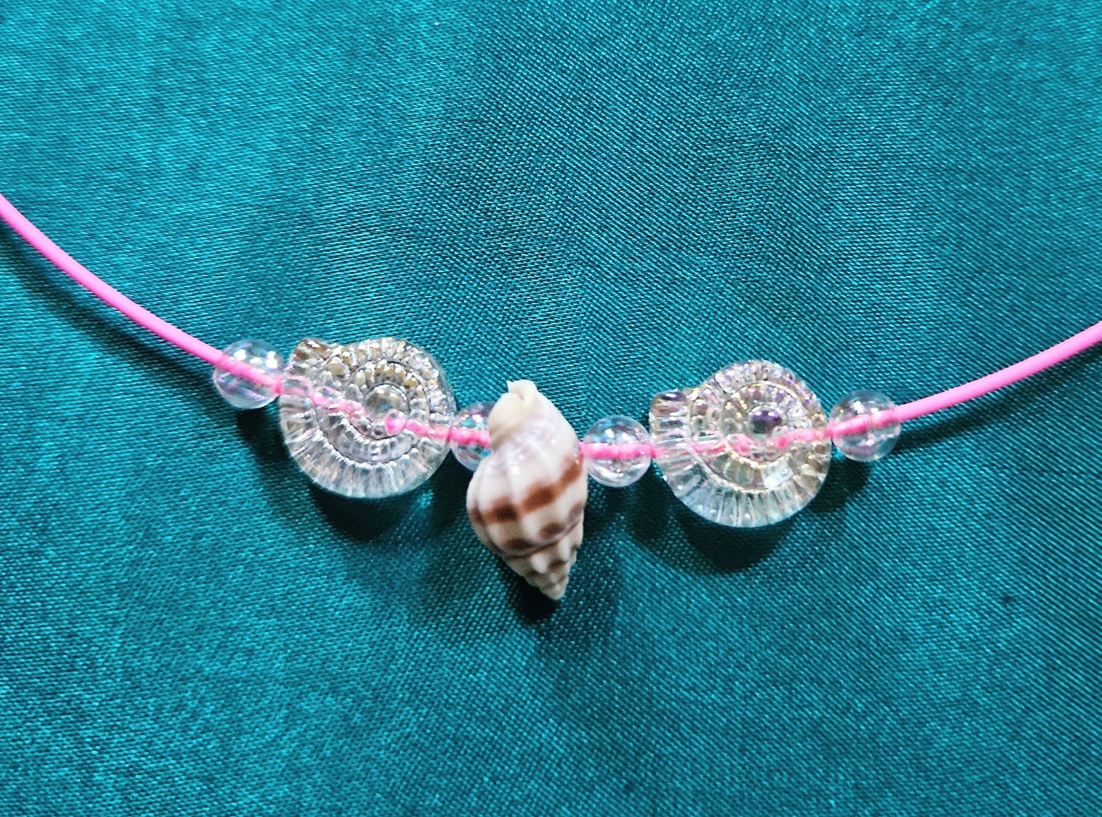 BigTimeRockShow Sea Treasure Focal Seashell, Iridescent Glass Nautilus, bubbles