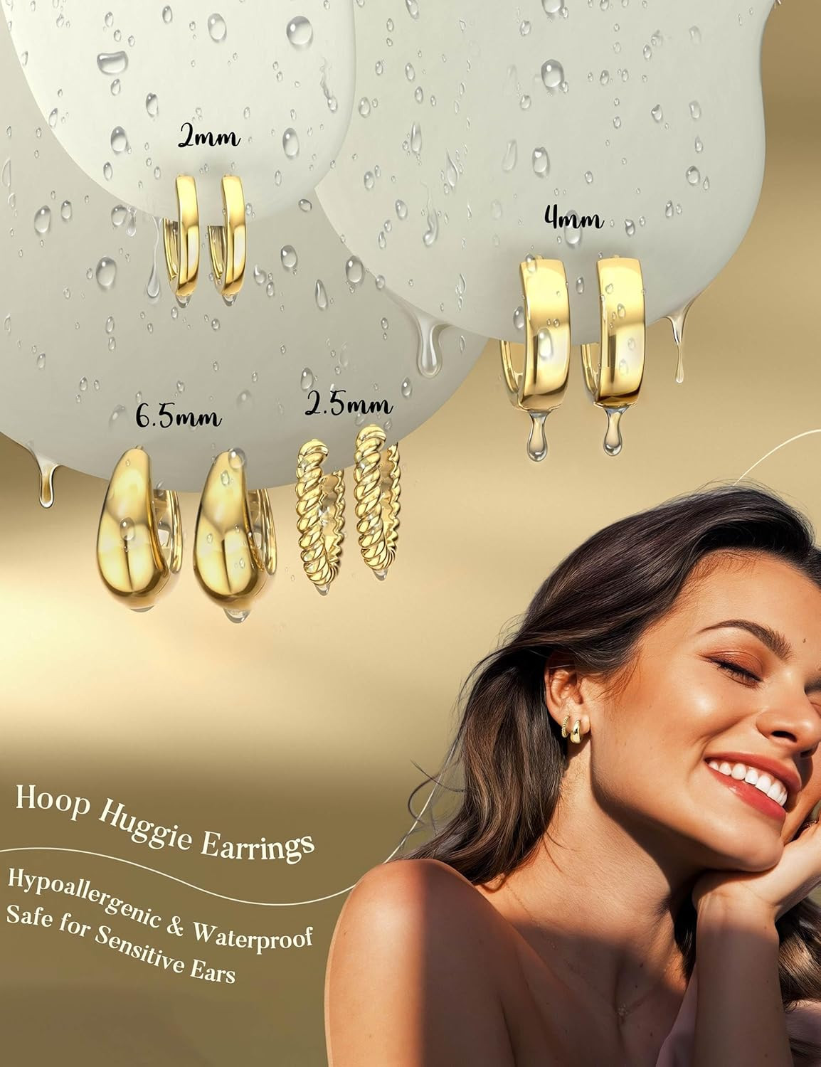 Small Gold Hoop Earrings for Women Trendy 14K Gold Plated Huggie Earring Stacks