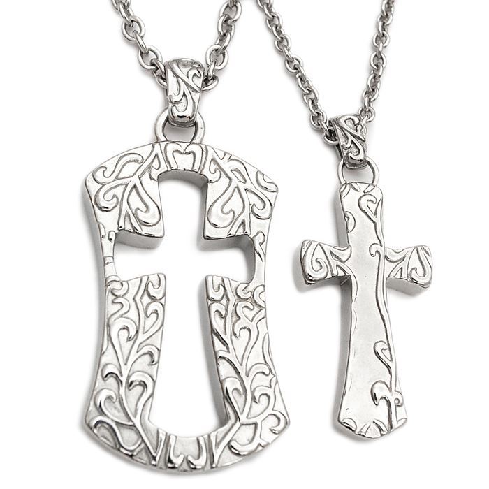 Couple Cross Pendant Necklace Stainless Steel Jewelry By Controse