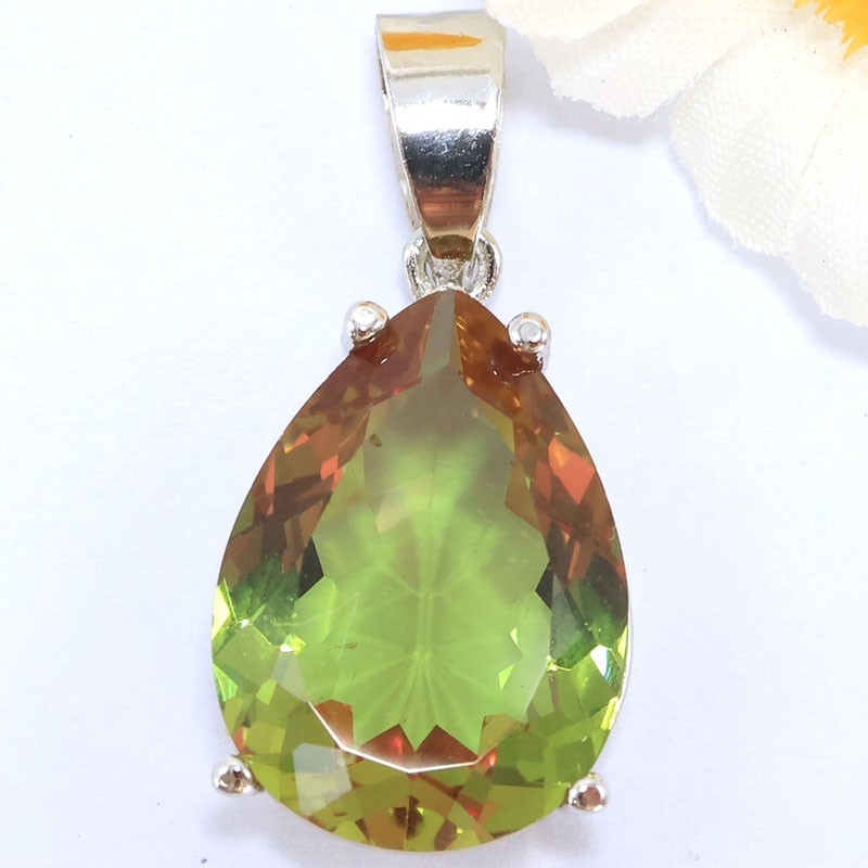 Buy 2 get 1 free Unique Water Drop 18x13mm Color Changing Spinel Silver Pendant