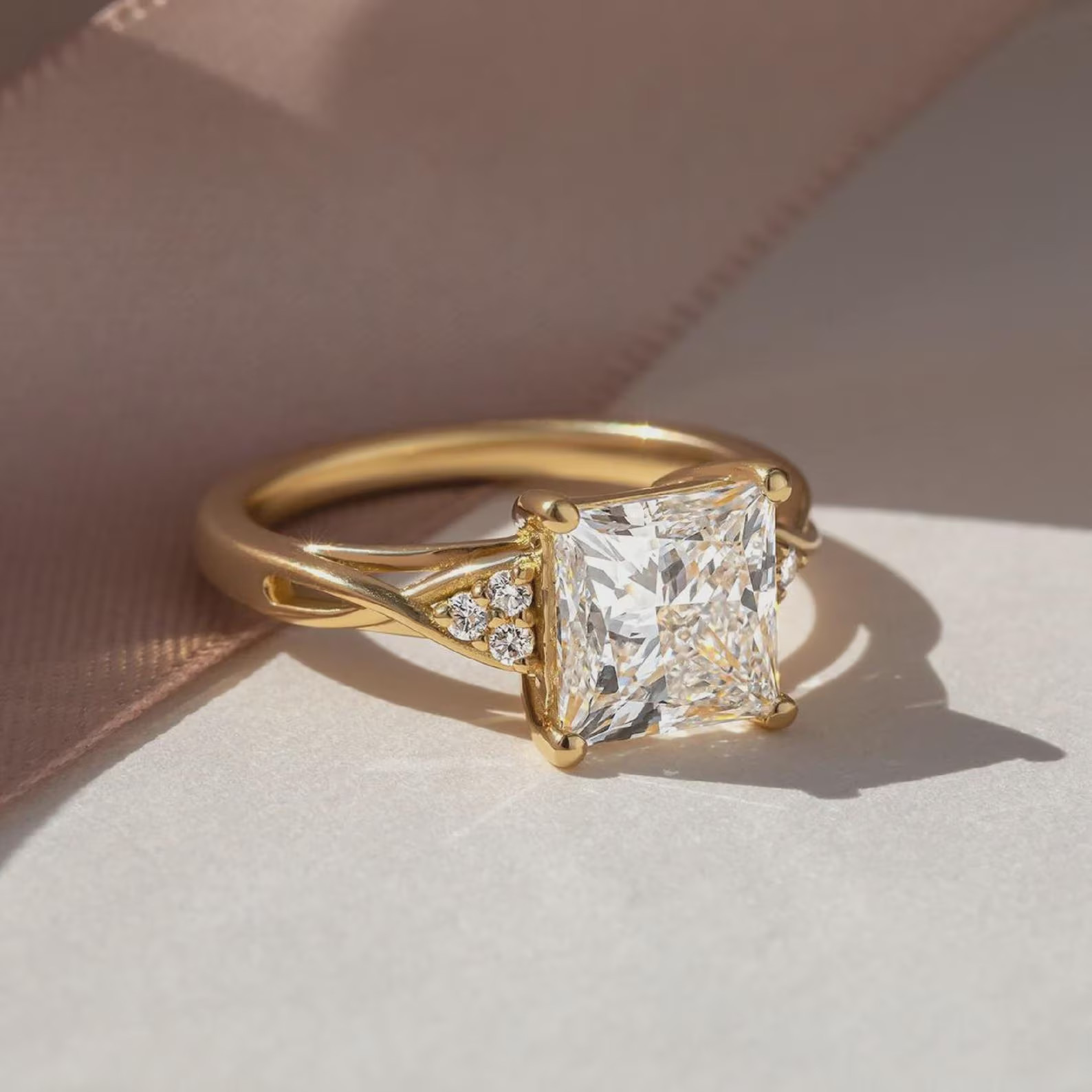 2.75CT Princess Cut Moissanite Solitaire Engagement Ring, Wedding Gift For Her