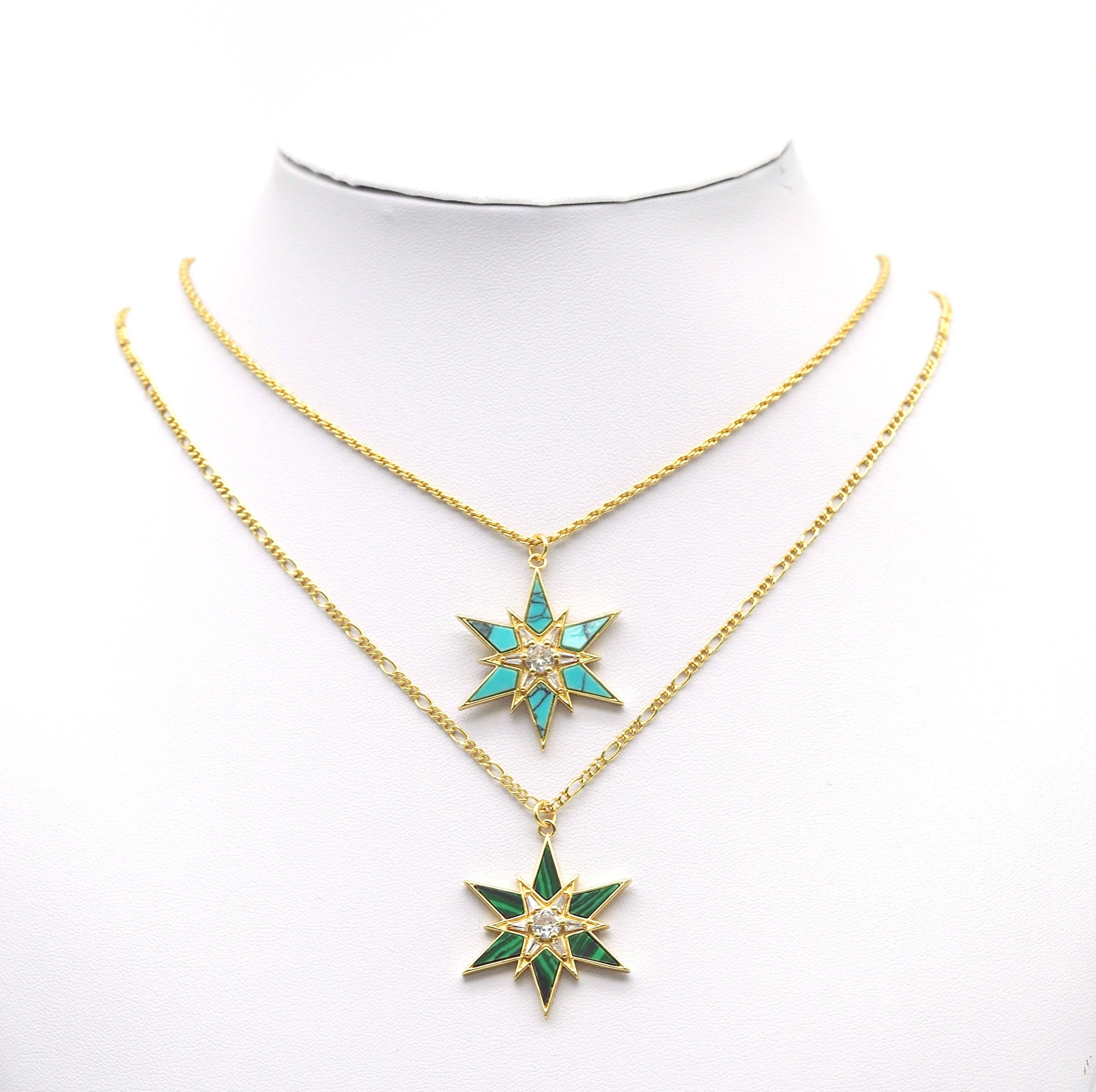 Abalone Turquoise Malachite North Star Charm, Sku#L683
