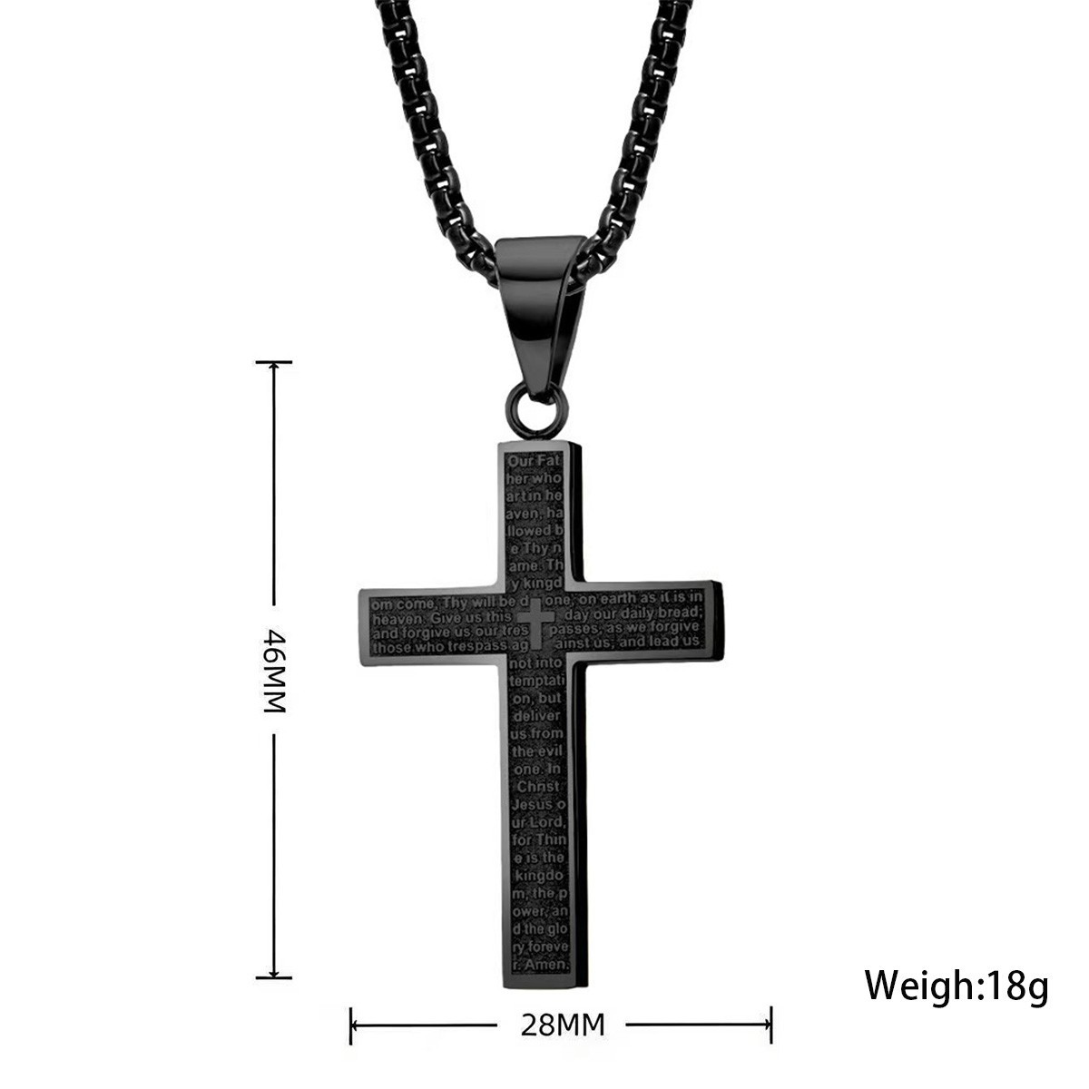 Unisex Stainless Steel Engraved Cross Pendant Faith Religious Wearable Necklace