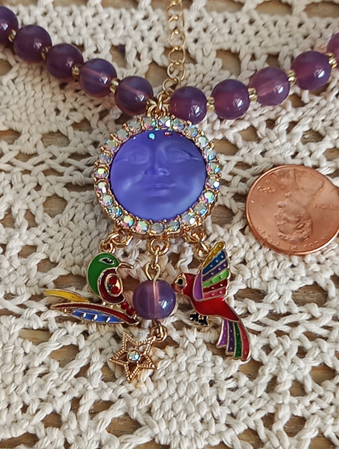 Kirks Folly Jewelry Double Sided Sea View Moon Necklace Women Gift
