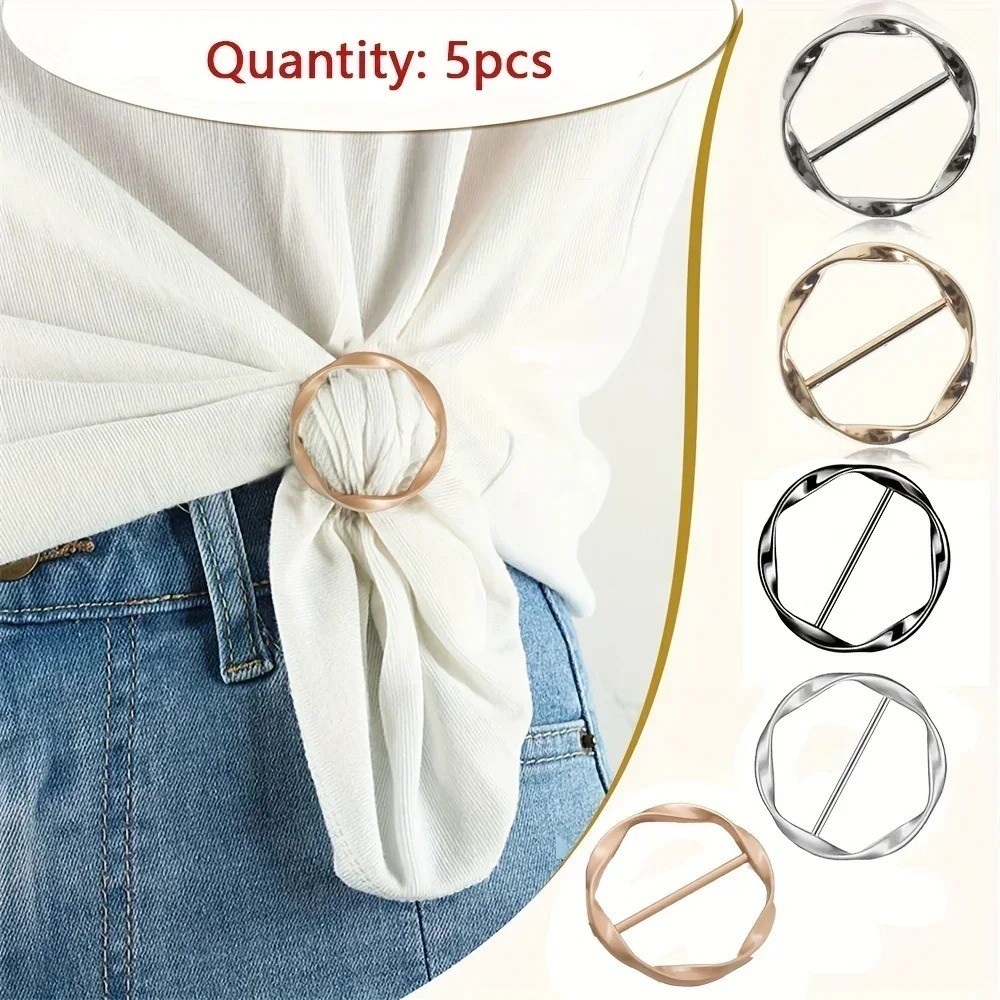 5pcs Metal Circle Clip Buckle Shawl T Shirt Ring Clothing Clip UK
