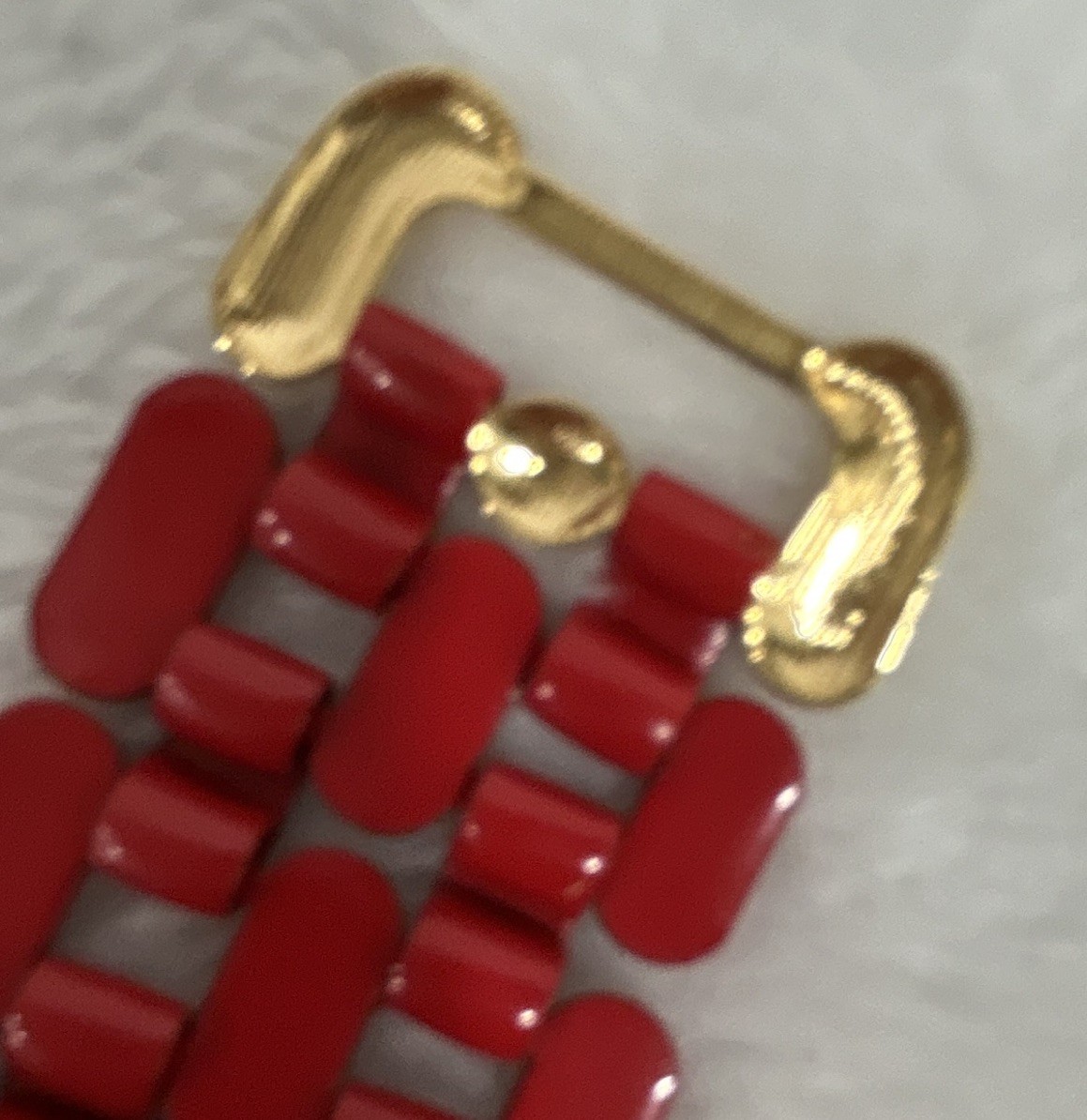 VTG Napier Red Enamel Gold Tone Link Choker Necklace 16″ 2103-G/RD NWT $45