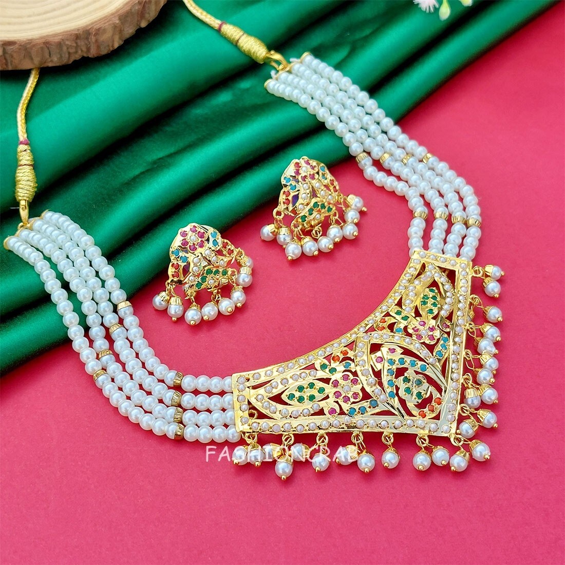 Indian Bollywood Style Simi Jadau Set Multicolor