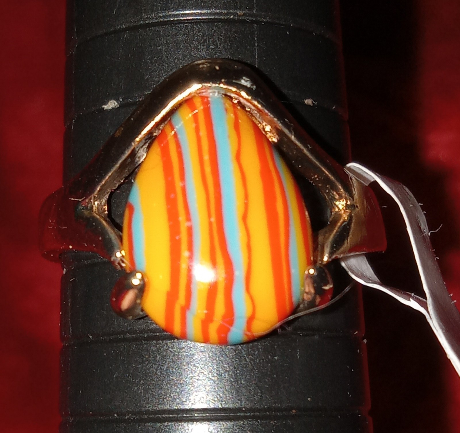 Unique Rainbow Stone Ring In Goldtone Size 8.5 New With Tag