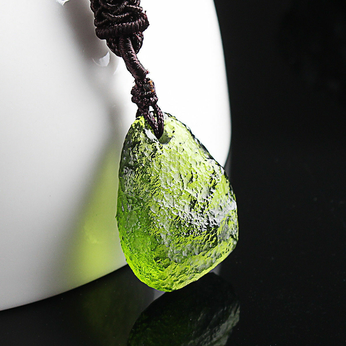Man-Made Green Moldavite Aerolites Crystal Stone Pendant Energy Chakra Necklace
