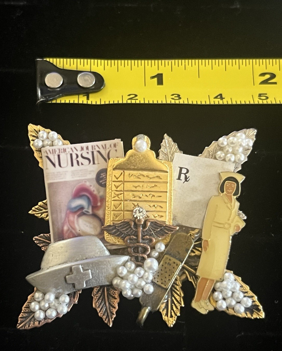 Women’s Nurse Angel Brooch Pin Handmade Artisan Lot of 2