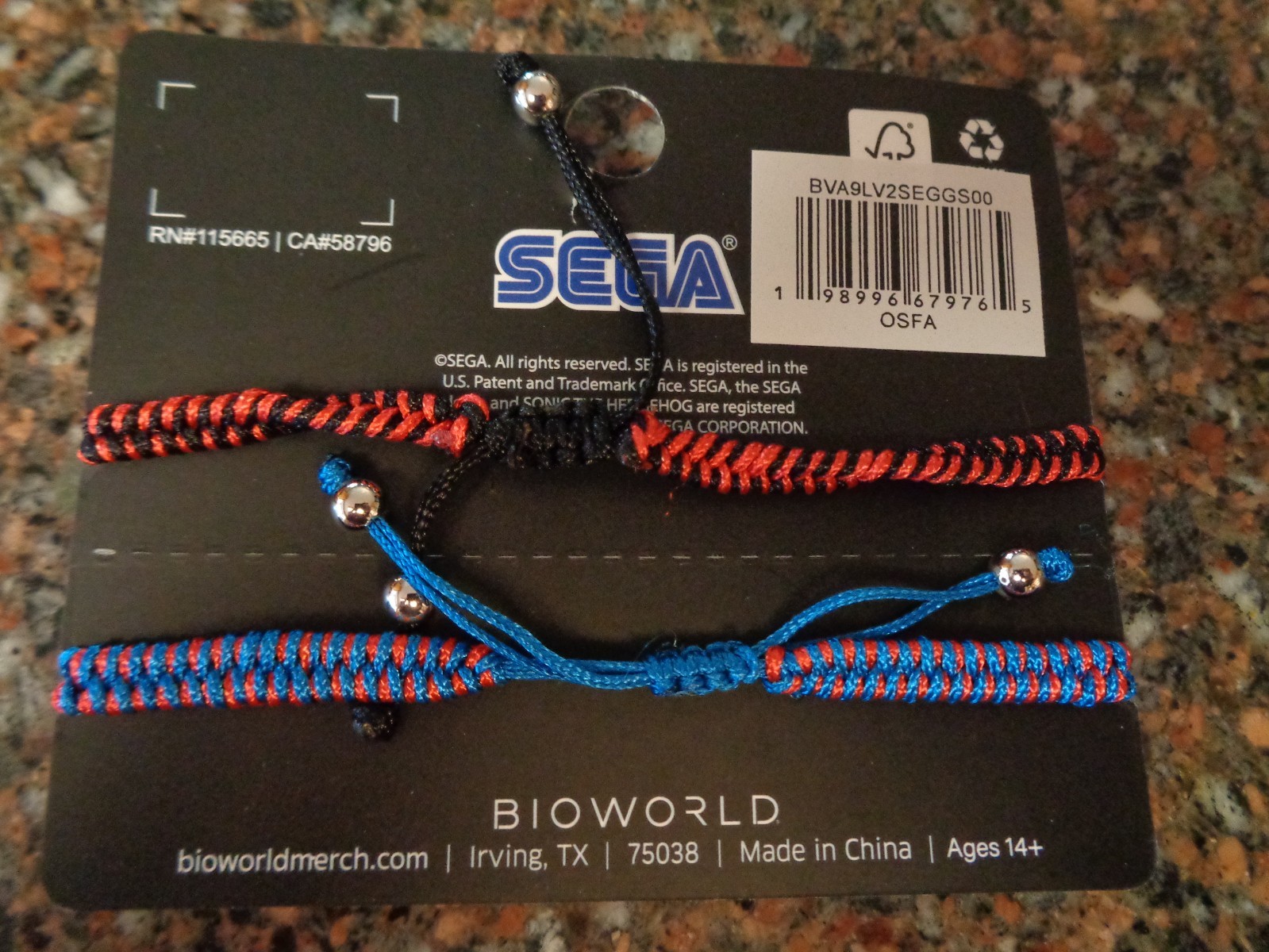 Sonic the Hedgehog and Shadow Sliding Cord Bracelet Set 2 Bestie Exclusive New