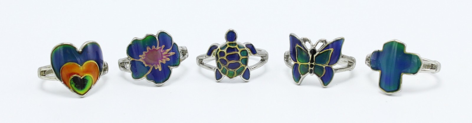 New High Quality Butterfly Heart Cross Flower Turtle Mood Rings #MR12