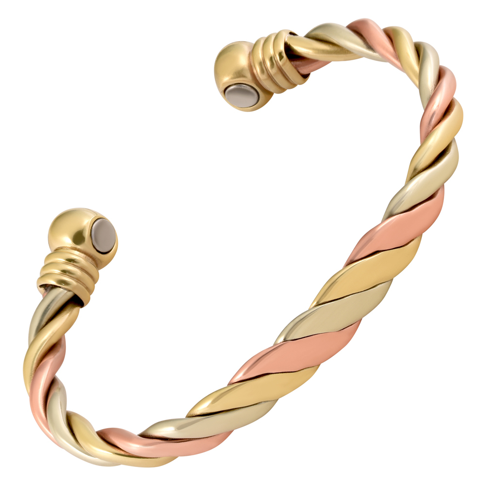 Copper Magnetic Therapy Bracelet High Power Pain Rare Earth Magnets Triple Cuff