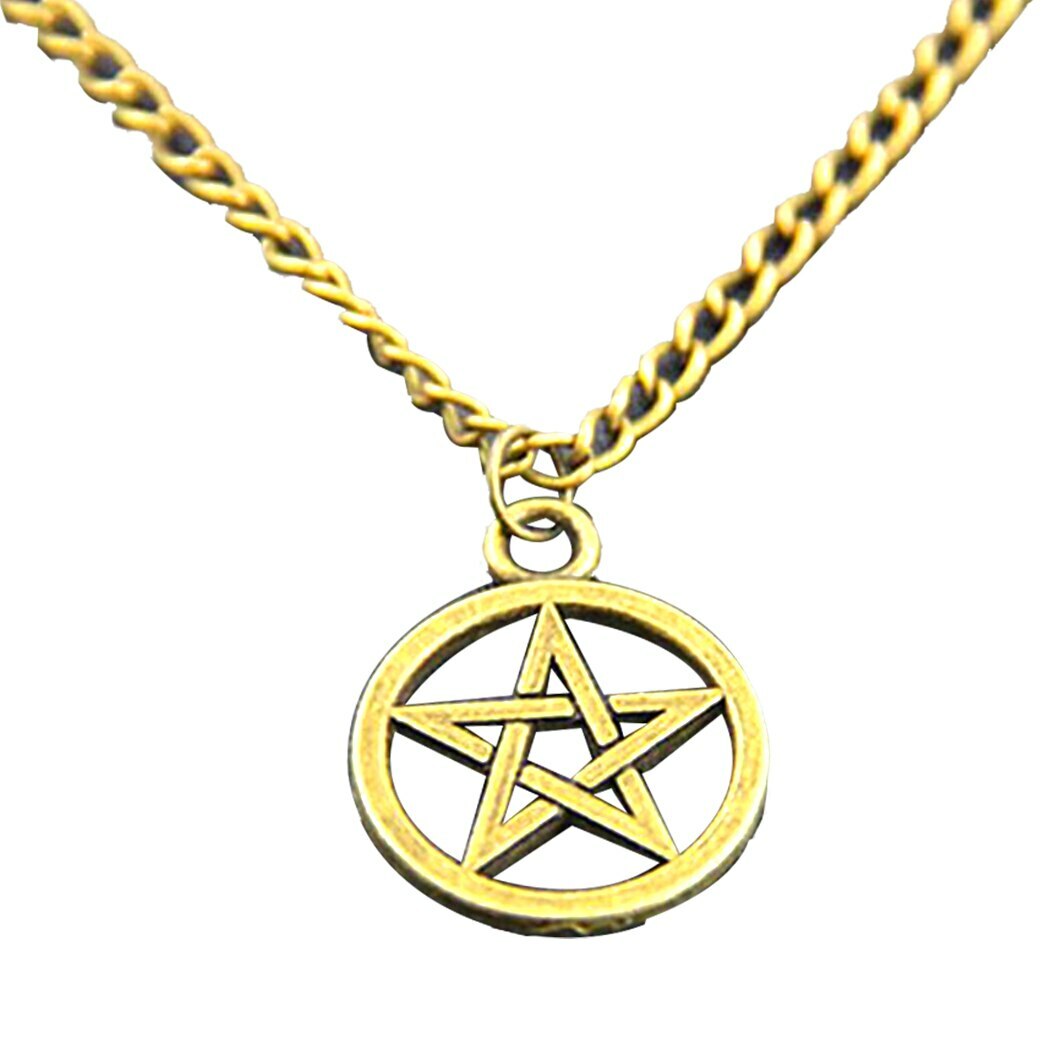 Pendant Necklace Pentagram Wicca Chain Necklace Jewelry Pagan SILVER GOLD BRONZE