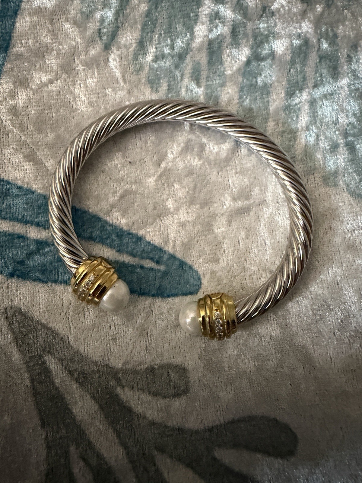 Costume Silver And Gold Cuff bracelet. NOT DAVID YURMAN. Size Small 3”