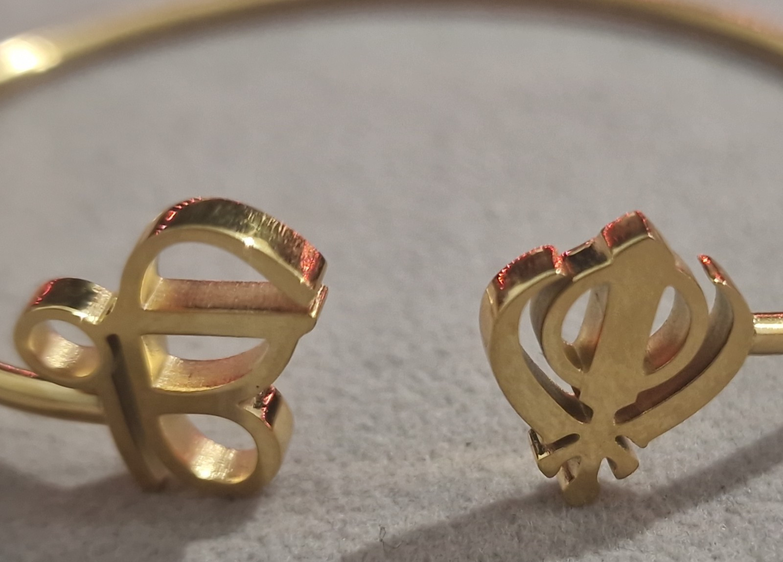 Ek Onkar & Khanda Bracelet Gold Plated adjustable Punjabi Gurmukhi Sikh Khalsa..