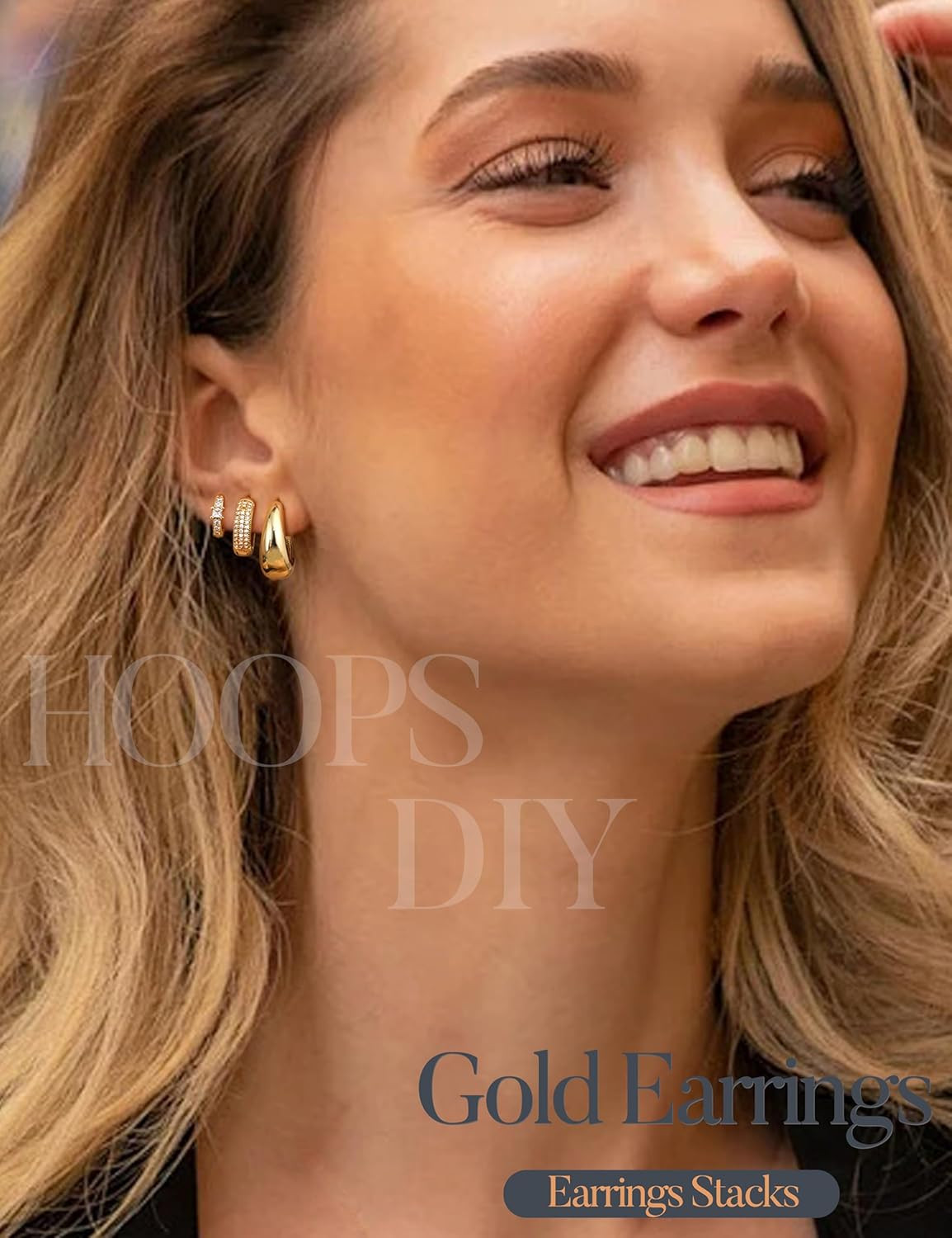 Small 14K Gold Plated Chunky Hoop Earrings for Women Hypoallergenic Silver Earri