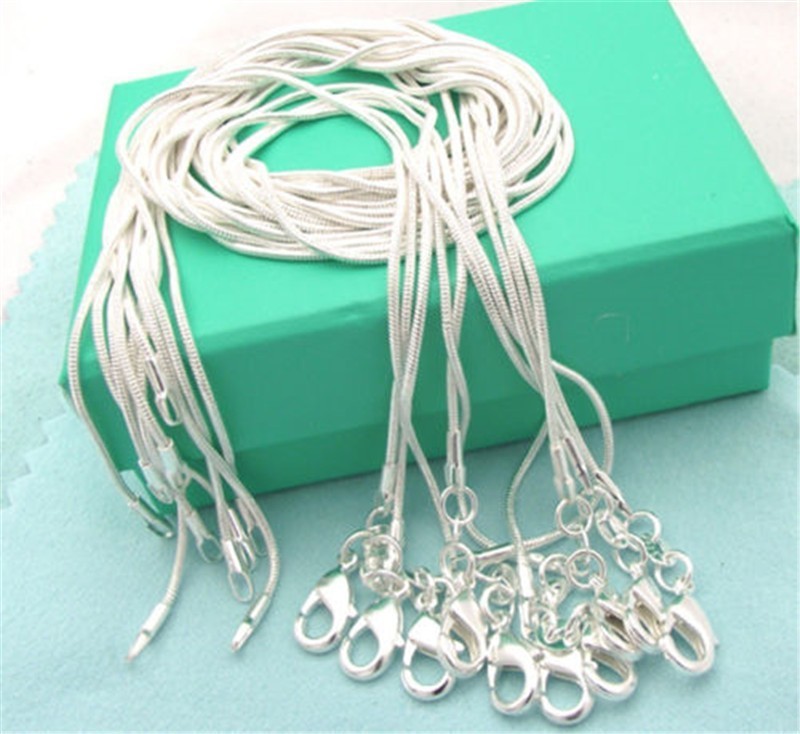 10PCS wholesale 925 sterling solid silver 1MM 16-30inch snake chain necklace US