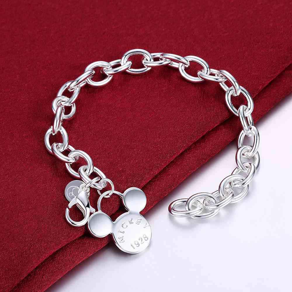 Elegant New Women Fashion Jewelry 925 Sterling Silver Mickey Mouse 7.5″ Bracelet