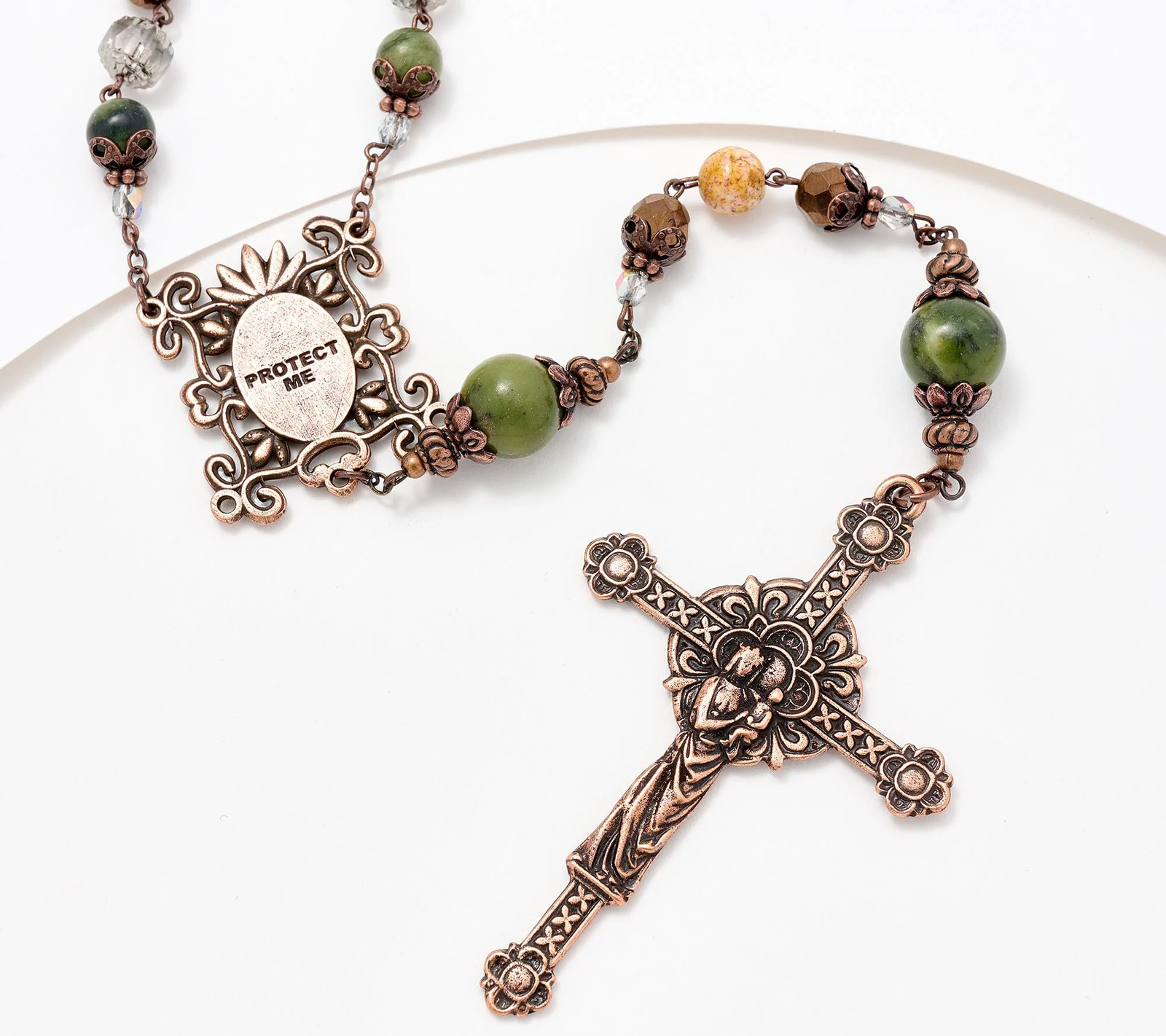 Connemara Marble Mother’s Love Rosary Bronzetone Necklace
