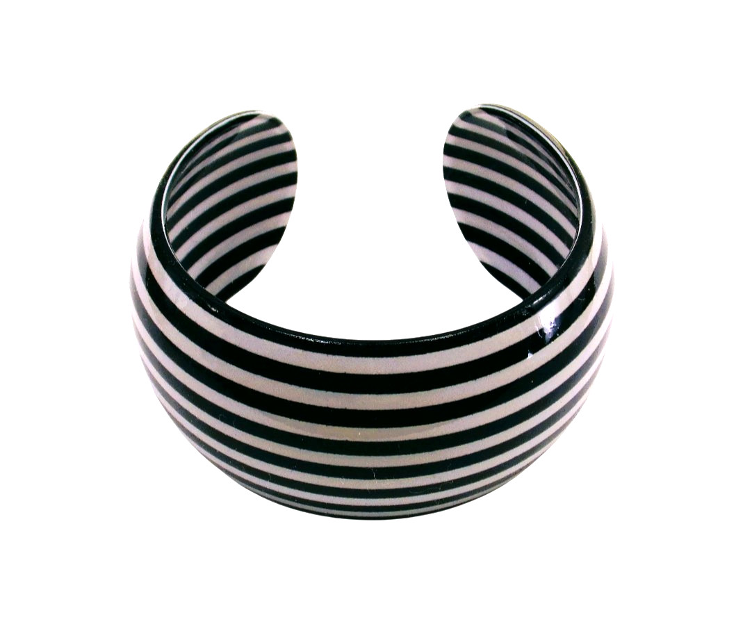 Black and white cuff bracelet wide cuff light weight fashion chic statement New
