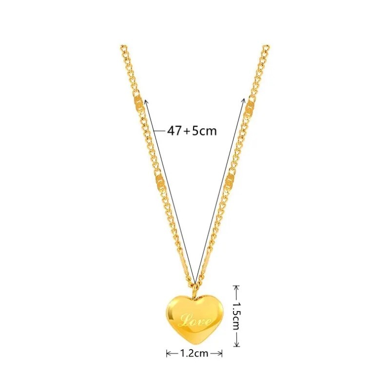 Women’s Fashion Jewelry Gold Heart Pendant Necklace 1-33