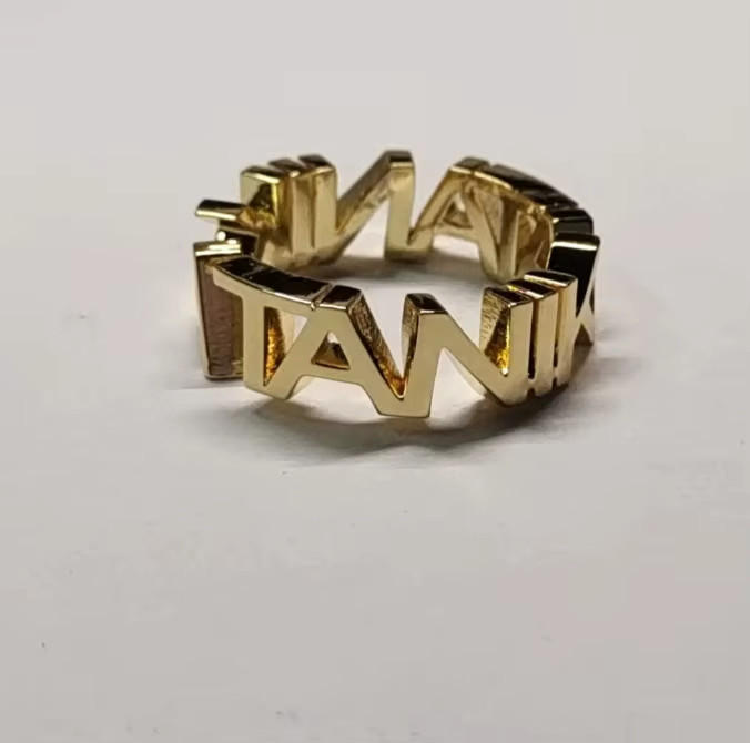 Personalized Name Ring Custom Circular Letters Thick Letters Jewelry Silver Gold