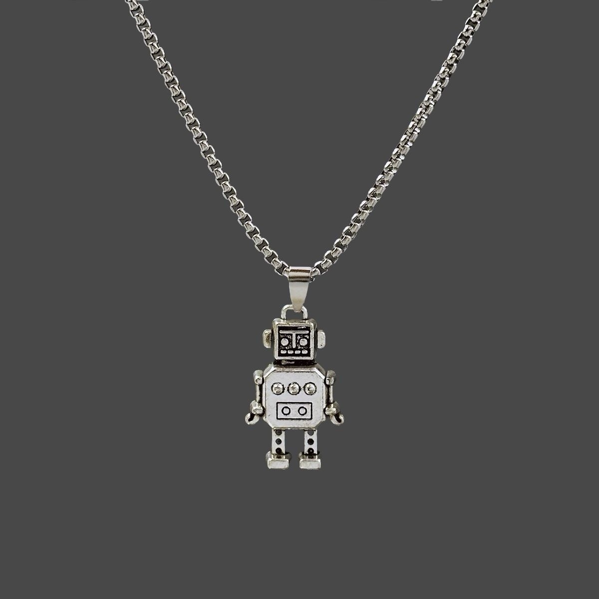 Fashion Vintage Hip Hop Punk Stainless Steel Little Robot necklace