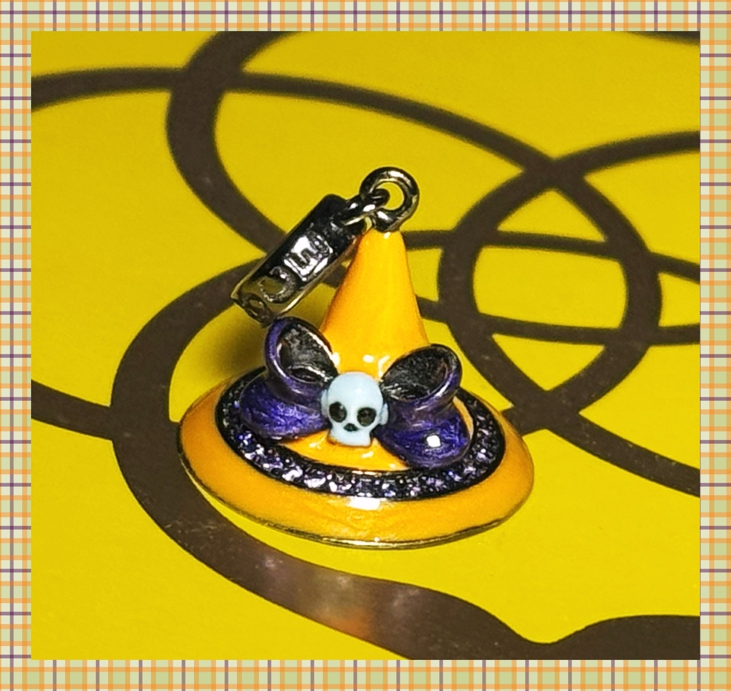 Gnoce Magic Hat Witch Skull Halloween Dangle Bead Charm Sterling Silver S925 CZ