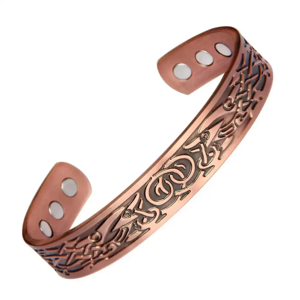 New Solid Copper Cuffed Bracelet & Ring Pure Copper Arthritis Pain Therapy Cuff