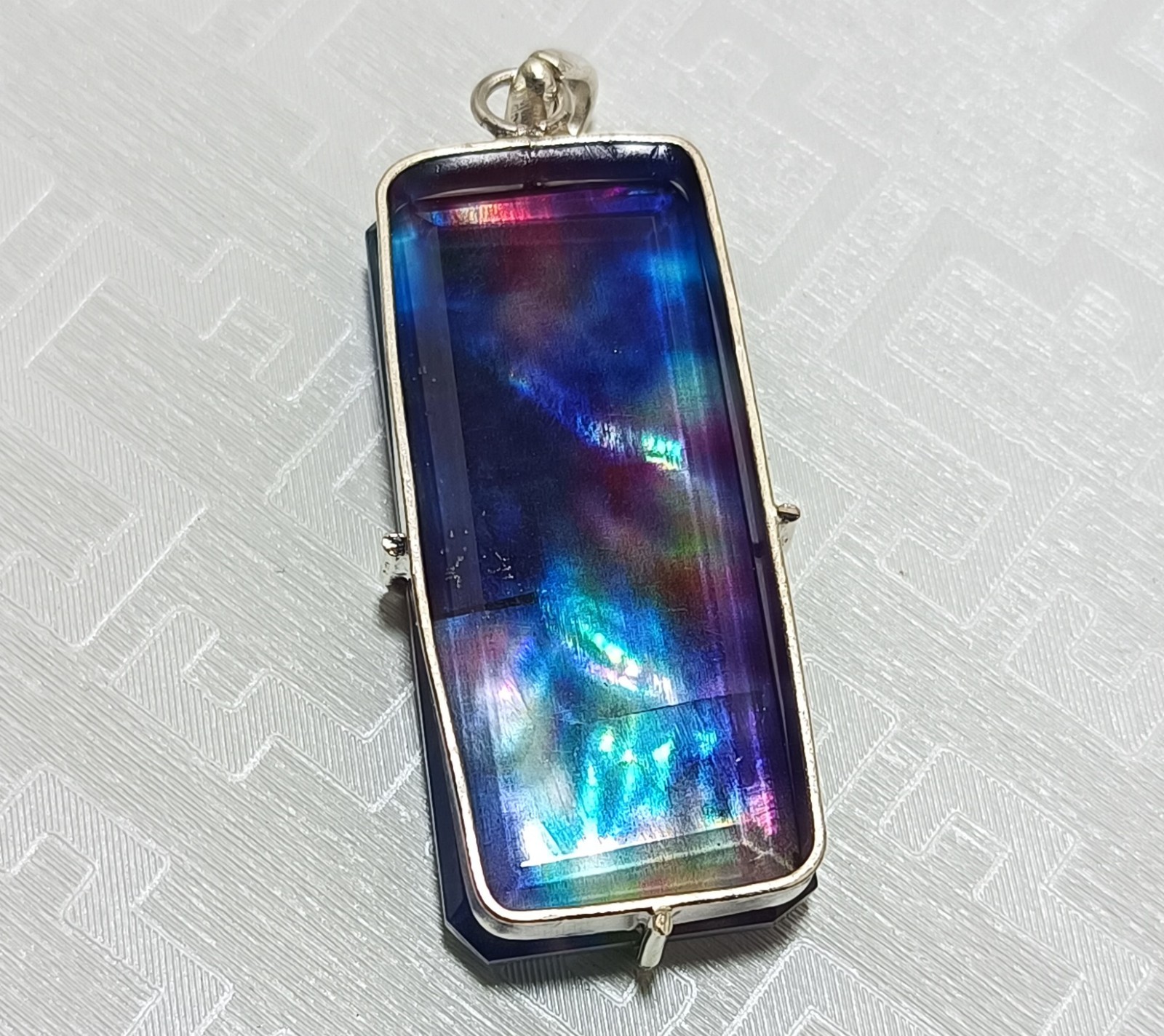 Certified 82.70 Ct Natural Ammolite 925 Solid Silver Rainbow Pendant Gemstone