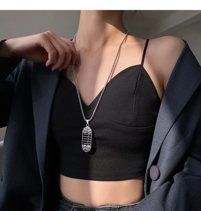 Set of 2 Necklaces for Men/Women/Unisex-27 In. Silver Chain w/Abacus Pendant!!