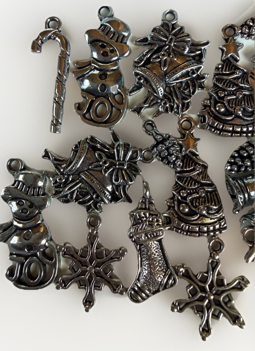 Bead Treasures Silver Plate Christmas Charm Assortment
