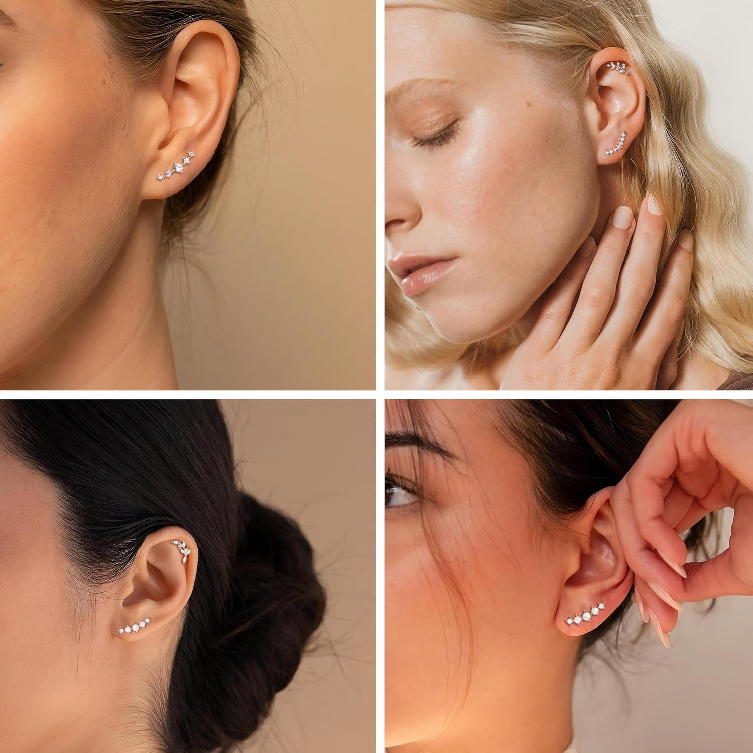 12PCS Cartilage Earrings Helix Piercing for Women Silver Hypoallergenic Surgical