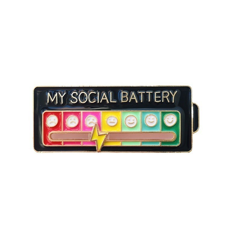 My Social Battery Level Enamel Brooch – Unique Colorful Mood Meter Pin, Fun Gift