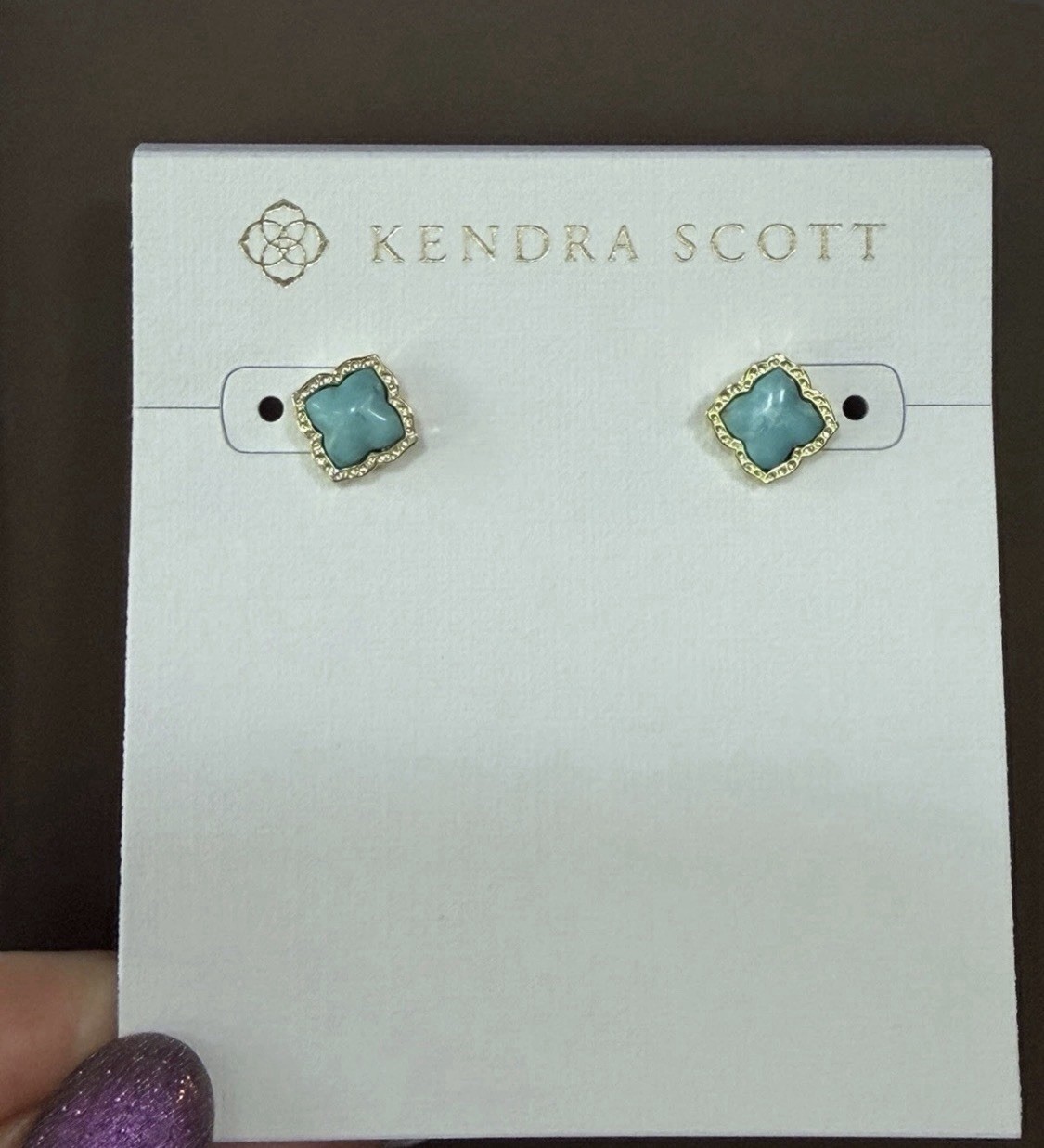 Kendra Scott Stud Earrings Gold Turquoise Magnesite NWT
