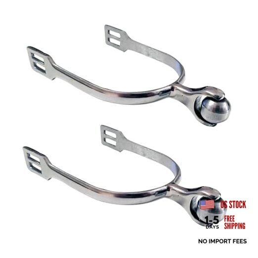 1 Pair Men or Silver Stainless Steel English Spur with Smooth Women Horse Spurs