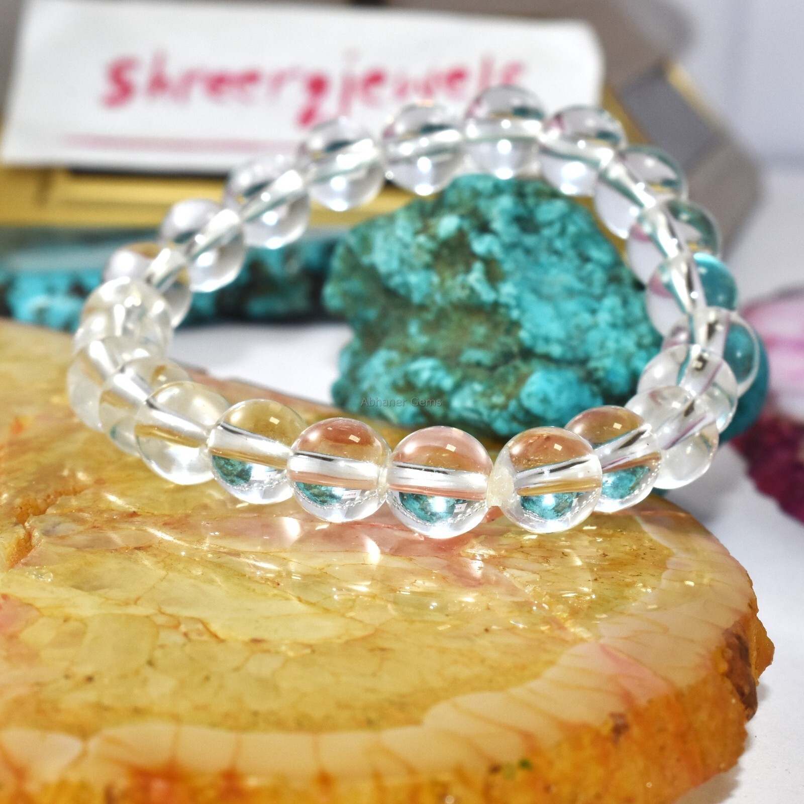 Authentic Clear Quartz Crystal Meditation & Yoga Bracelet Smooth Plain Pure Soul