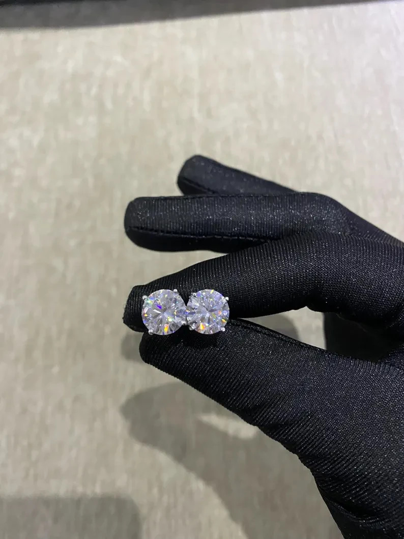 4 Ct Certified Lab grown Diamond Round Earrings Studs 925 Silver Gift For Her
